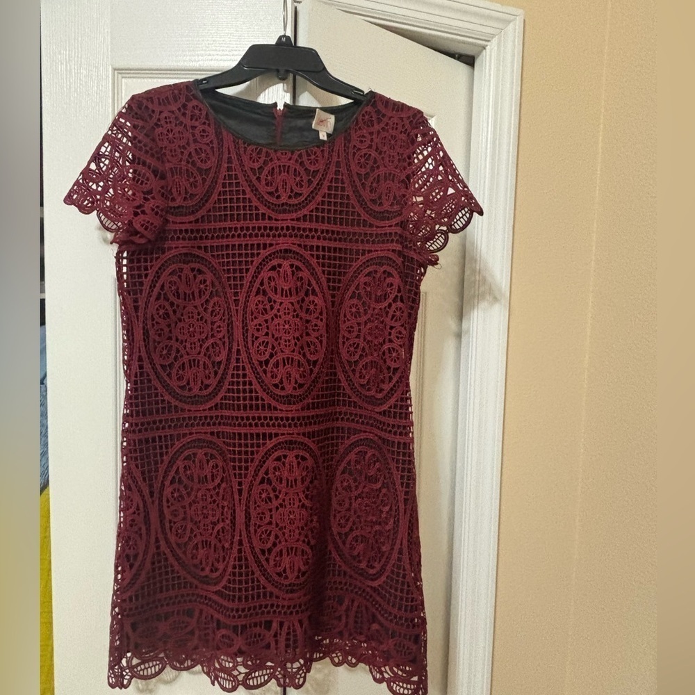 Devlin maroon and black lace dress